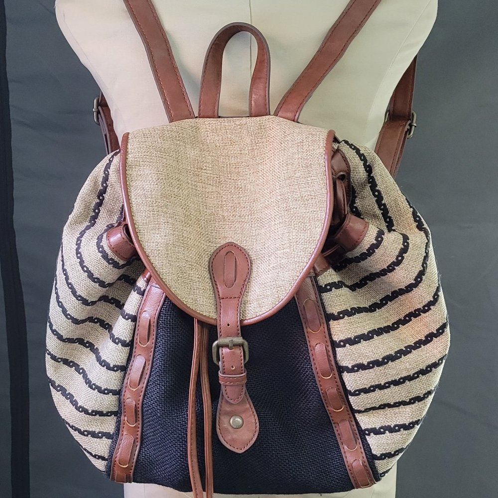 Lucky Brand KENDAL Black and Tan Backpack Handbag